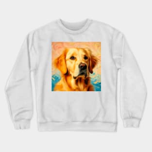 Furry Best Friend - Golden Retriever in Van Gogh Style, Labrador Retriever Doggo Crewneck Sweatshirt